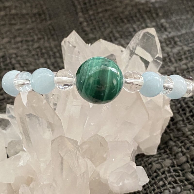 蠍座守護石ブレスレット｜星座ブレス｜マラカイト｜アクアマリン