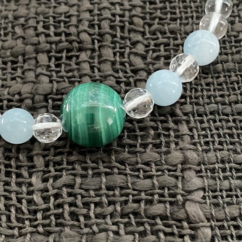 蠍座守護石ブレスレット｜星座ブレス｜マラカイト｜アクアマリン