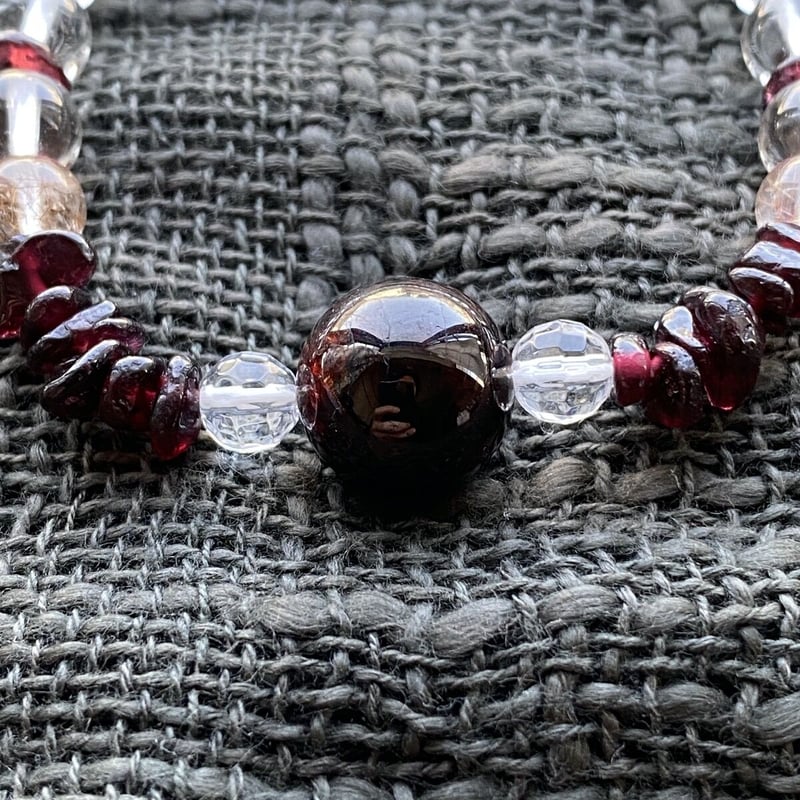 サファイアとガーネットのブレス ガーネット・サファイア・スモーキークォーツ ブレスレット