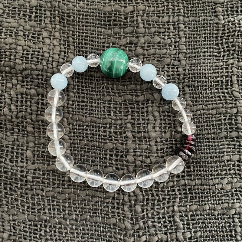 蠍座守護石ブレスレット｜星座ブレス｜マラカイト｜アクアマリン