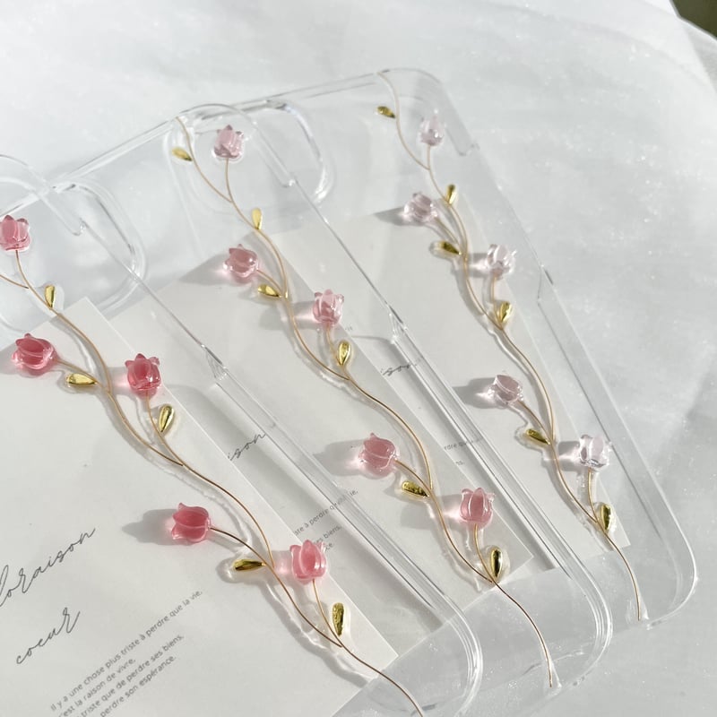 ドライフラワー❁⃘印鑑ケース チューリップ❤︎あか Tulip rose スマホケース | Coeur