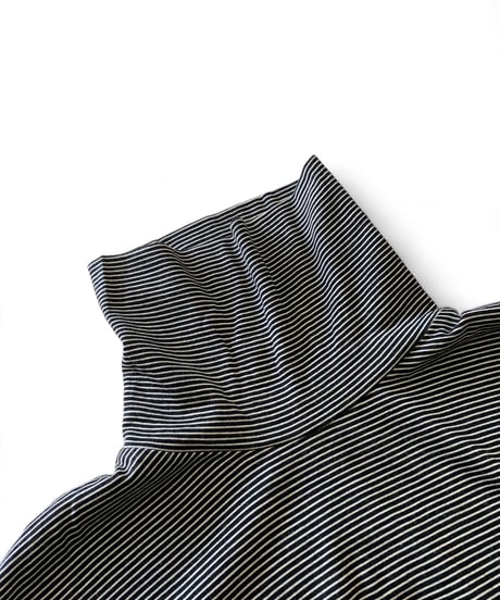 Graphpaper / Wool Border L/S Turtle Neck Tee -BLACK×WHITE-