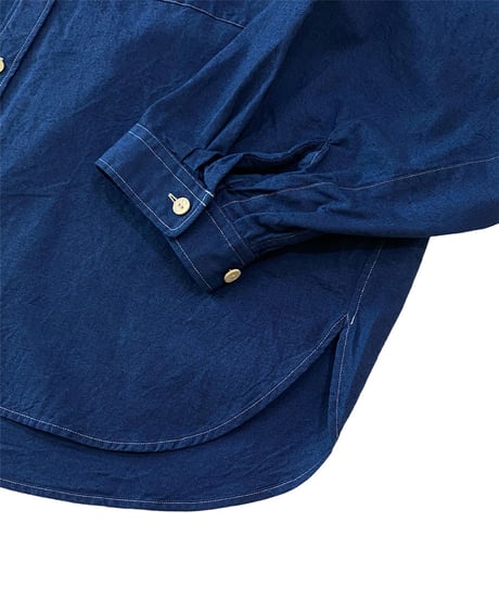 refomed / Wrist Patch Wide Shirt "CHAMBRAY" -NAVY-