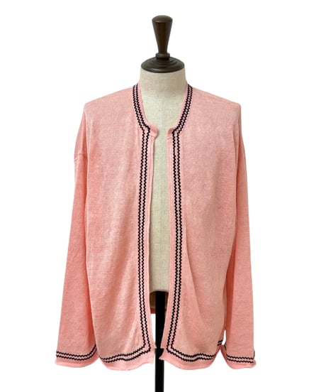【26SS】 obafer / LINEN LINE CARDIGAN -PINK-