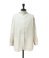 【26SS/残り1点】 Urig / COTTON RAMIE V-COLLAR SEMI LONG SHIRT LS -KINARI-