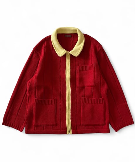 【SALE】 obafer / WOOL ZIP JACKET -RED-