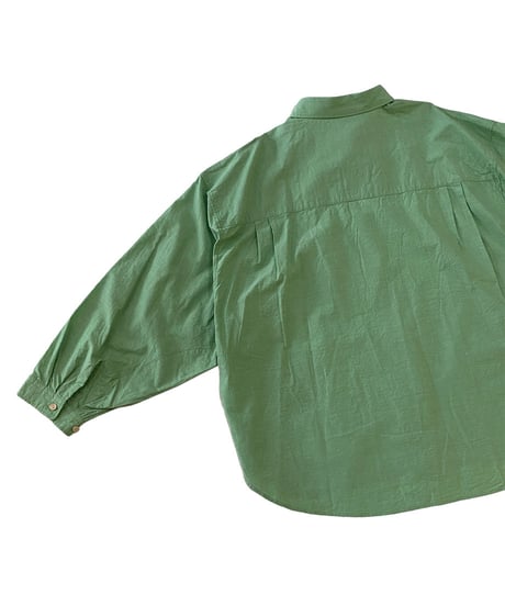 refomed / Wrist Patch Wide Shirt "CHAMBRAY" -GREEN-