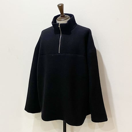 23AW BlancYM(ブランワイエム) Wool haif zip pullover BLACK
