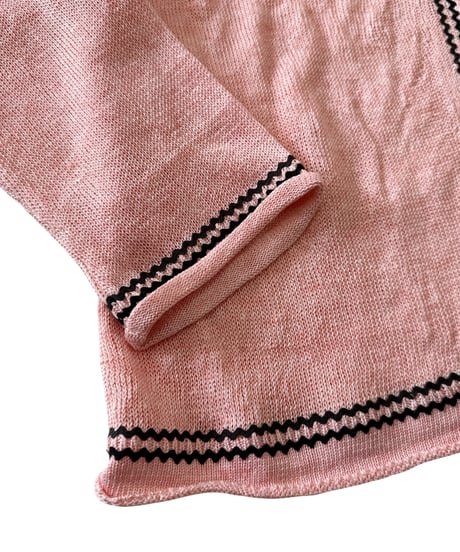 【26SS】 obafer / LINEN LINE CARDIGAN -PINK-