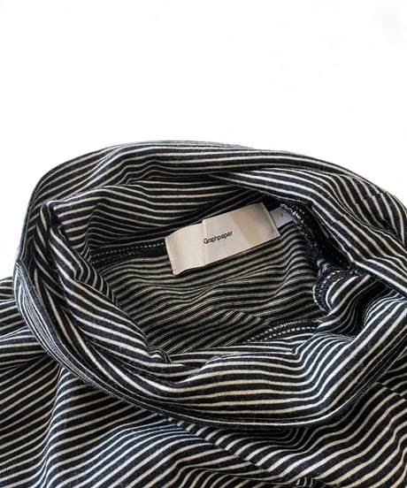 Graphpaper / Wool Border L/S Turtle Neck Tee -BLACK×WHITE-