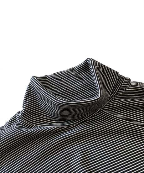 Graphpaper / Wool Border L/S Turtle Neck Tee -BLACK×WHITE-