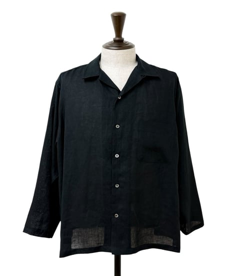 【26SS】 MARKAWARE/ Hemp Shirting Comfort Fit Open Collar Shirt -Black-