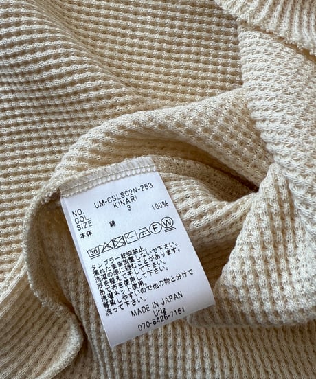 【残り1点】 Urig / 4B HENRYNECK WAFFLE L/S Tee -KINARI-
