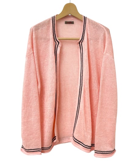 【26SS】 obafer / LINEN LINE CARDIGAN -PINK-