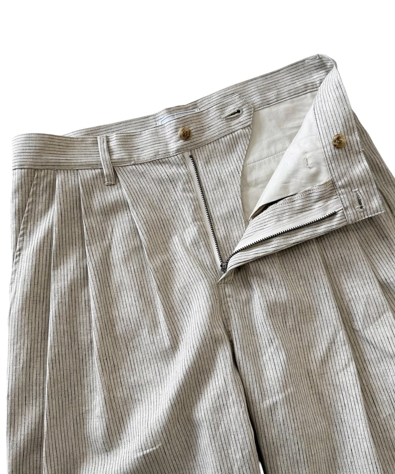 26SS】 Urig / PIN STRIPE 3TUCK PANTS NL -ECRU S