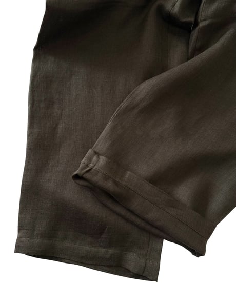 【26SS】 marka / Linen Gauze Double Cloth / Wide Cylinder Fit Easy Pants -Olive-