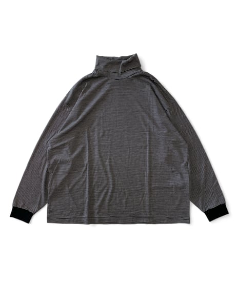 Graphpaper / Wool Border L/S Turtle Neck Tee -BLACK×WHITE-