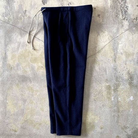 23AW FRANK LEDER(フランクリーダー) NAVY STRUCTURED WOOL DRAWSTRING 2TUCK TROUSERS NAVY