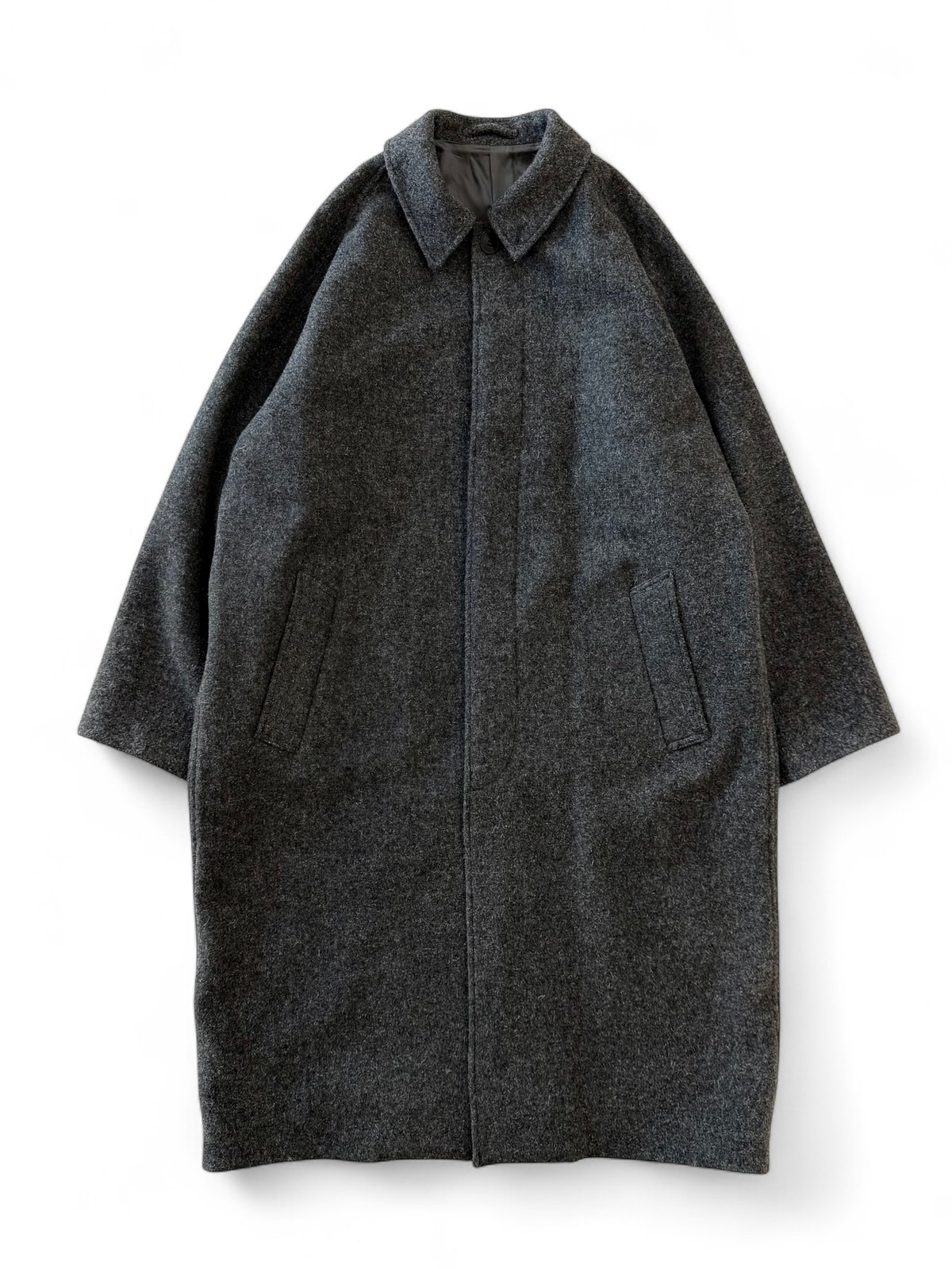 エイココンドウ　バルーンコート　ランダムボーダー　ショールカラー　ゆったり　黒 GARMENT DYED BAL COLLAR COAT – kettle