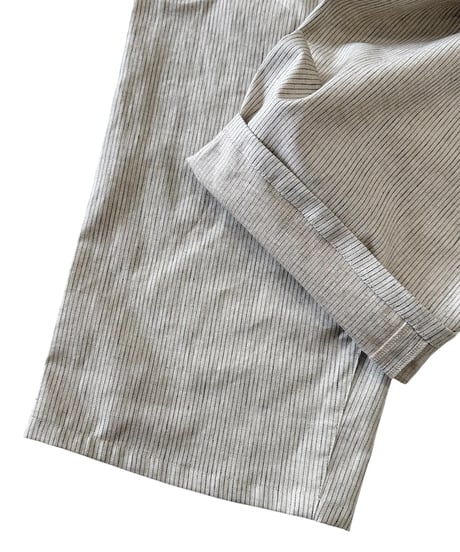 【26SS/残り1点】 Urig / PIN STRIPE 3TUCK PANTS NL -ECRU ST-