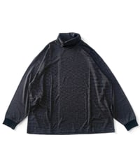 Graphpaper / Wool Border L/S Turtle Neck Tee -BLACK×GRAY-