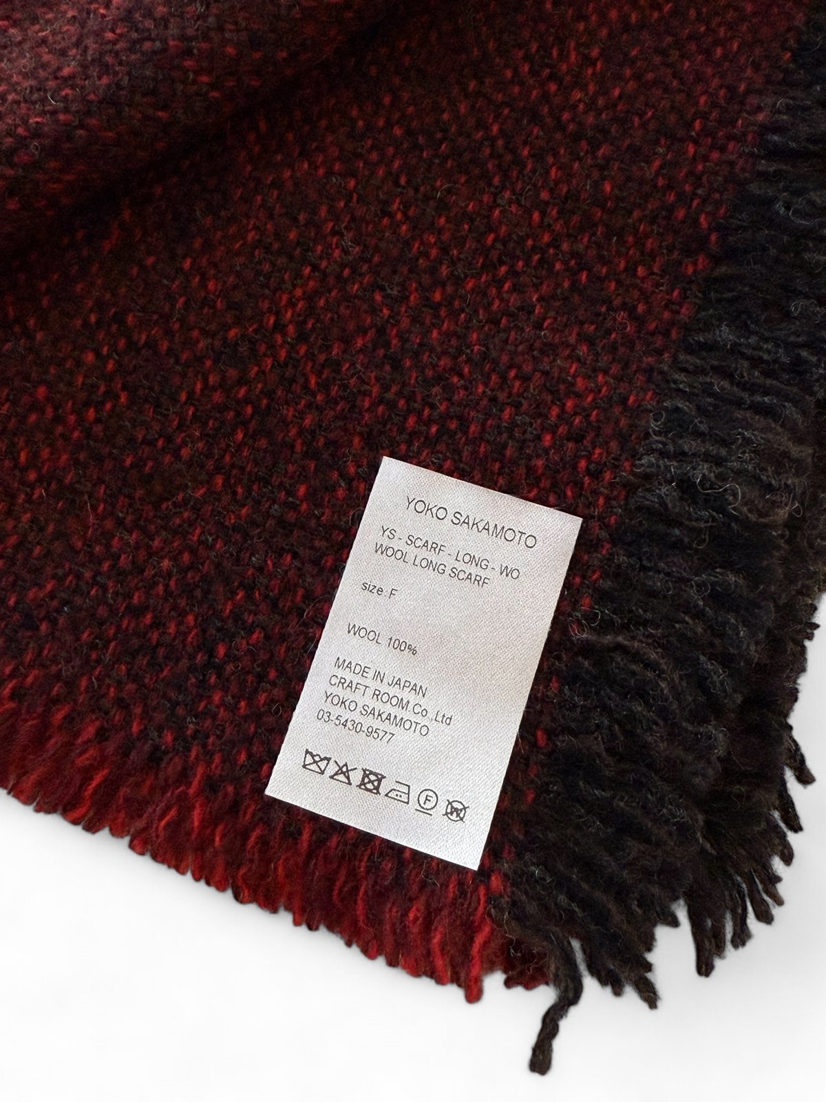 25AW】YOKO SAKAMOTO / WOOL LONG SCARF -RED- | Y