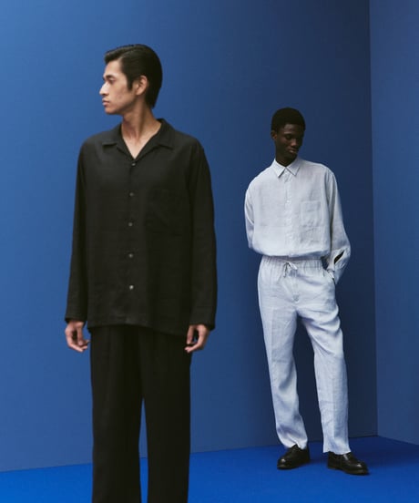 【26SS】 MARKAWARE/ Hemp Shirting Comfort Fit Open Collar Shirt -Black-