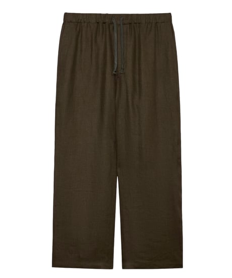 【26SS】 marka / Linen Gauze Double Cloth / Wide Cylinder Fit Easy Pants -Olive-
