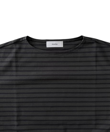 marka / 30//1 ORGANIC COTTON KNIT NEW BASQUE S/S SHIRT -CHARCOAL x NAVY-