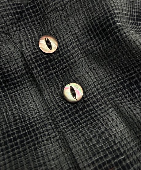 【26SS】 Urig / OMBRE CHECK V-COLLAR SEMI LONG SHIRT LS -CHACOAL-