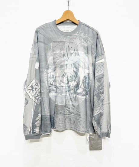 【26SS】 TENHALF / PRINT LONG T-SHIRT -GRAY-