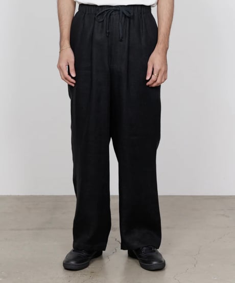 【26SS】 marka / Linen Gauze Double Cloth / Wide Cylinder Fit Easy Pants -Black-