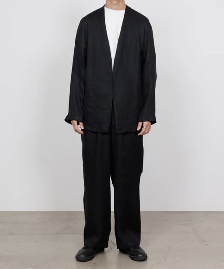 【26SS】 marka / Linen Gauze Double Cloth / Wide Cylinder Fit Easy Pants -Black-