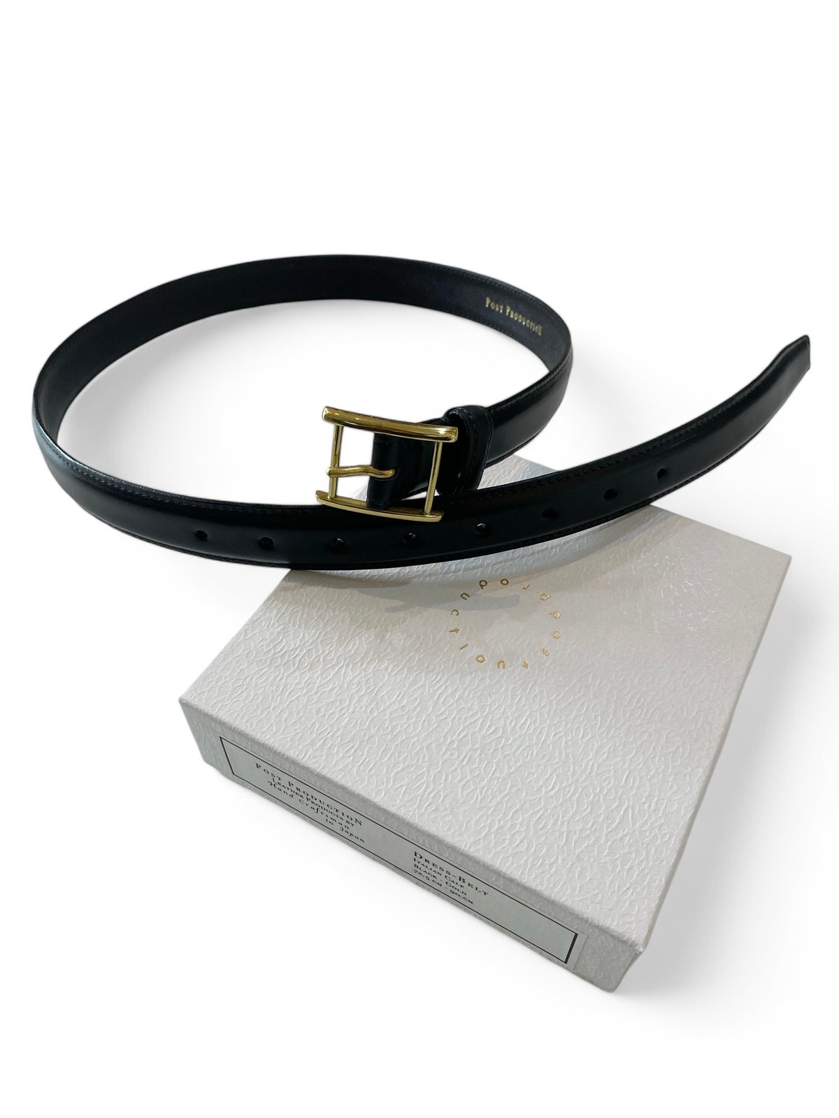 POST PRODUCTION レザーベルト Post Production / Dress-Belt -BLACK×GOLD- | YURAGI