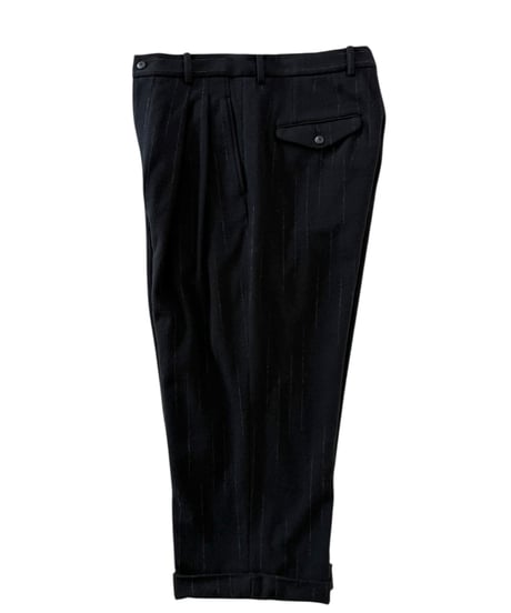 【SALE】 YOKO SAKAMOTO / DOUBLE PLEATED CROPPED TROUSERS -STRIPE-