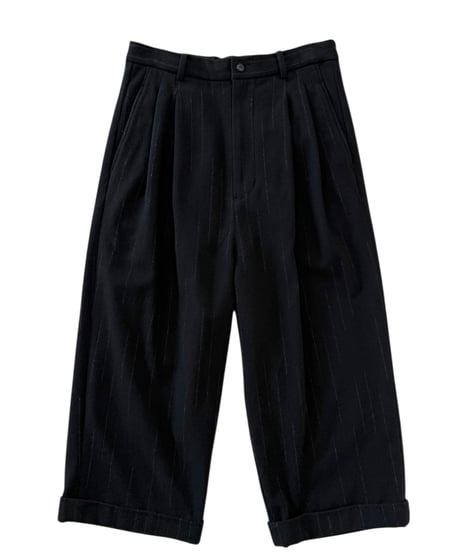 【SALE】 YOKO SAKAMOTO / DOUBLE PLEATED CROPPED TROUSERS -STRIPE-
