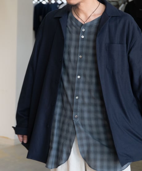【26SS】 YOKO SAKAMOTO / OPEN COLLAR SHIRT -NAVY-