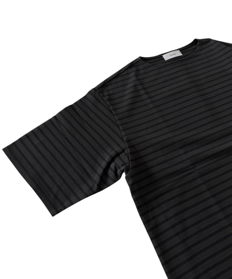 marka / 30//1 ORGANIC COTTON KNIT NEW BASQUE S/S SHIRT -CHARCOAL x NAVY-