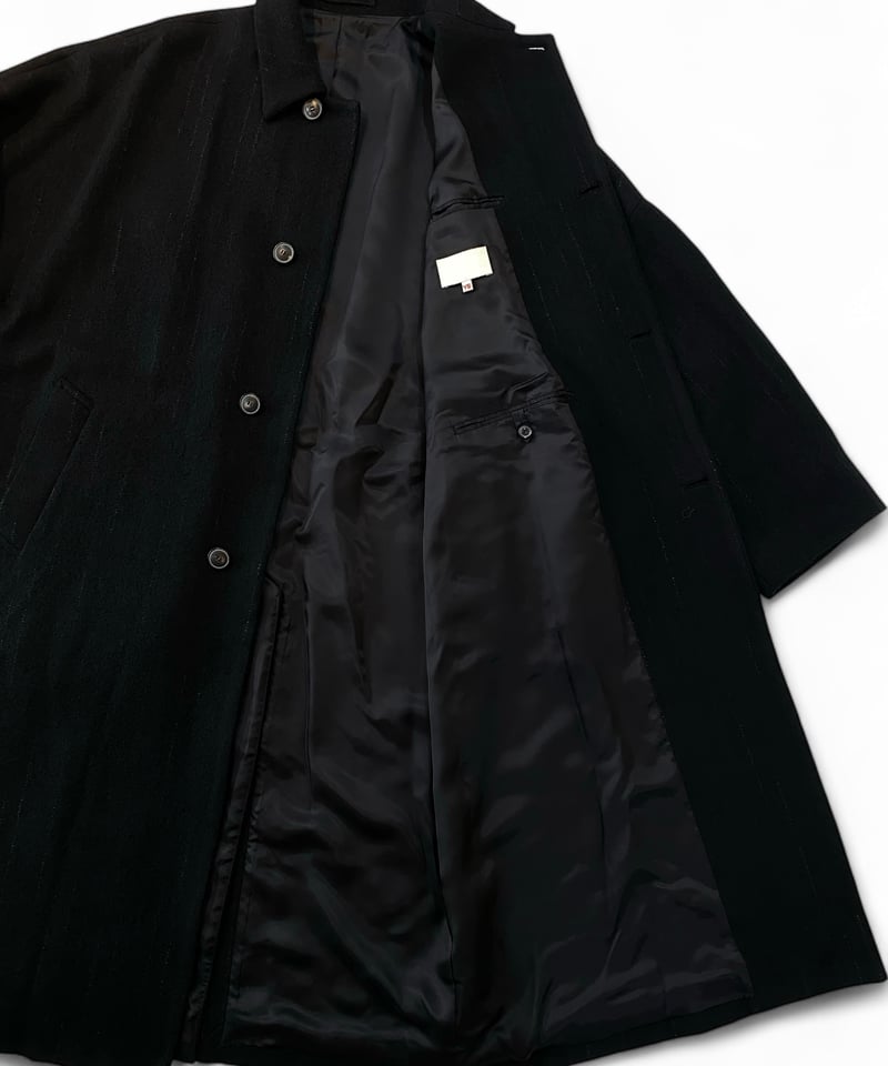 YOKO SAKAMOTO ヨーコサカモト KASURI OVER COAT YOKO SAKAMOTO - KASURI OVER COAT, BLACK | COELACANTH ヨーコ