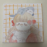 原画（水彩）女の子とサメ③