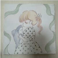 原画（水彩）女の子とサメ②