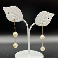 【K10】あこやパールダブルチェーンピアス