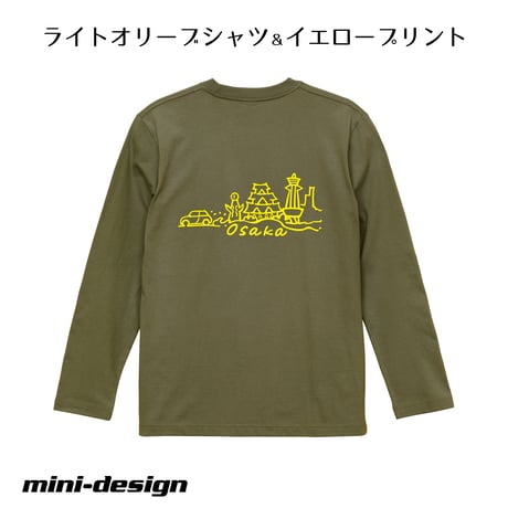 OSAKA BMW MINI 長袖Tシャツ【大阪】ライトオリーブ＆イエロー