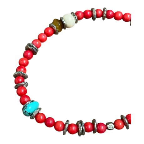 amp japan アンプジャパン 13ahk-151 round coral bracelet AMP JAPAN コーラル 天然石 ビーズ ターコイズ ブレスレット メンズ レディース