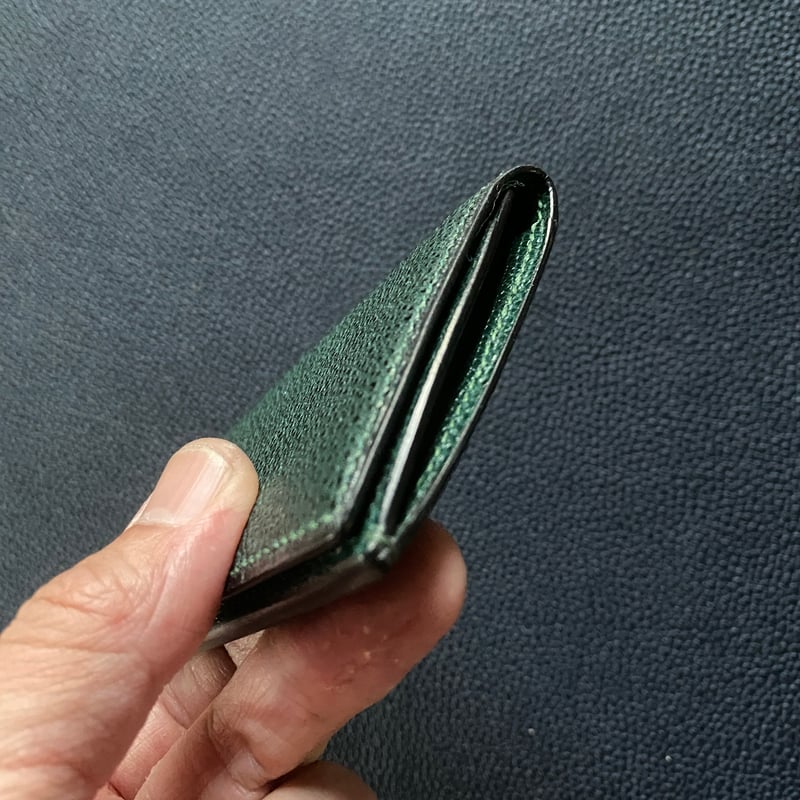 atelier fugosen 「ササマチ 名刺入れ So-04 」 黒桟革 翠 × dau