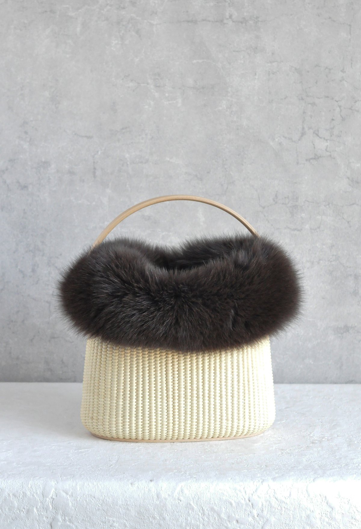 フォックスファー付きインナーバッグラウンド型】 | Flower&Nantucket