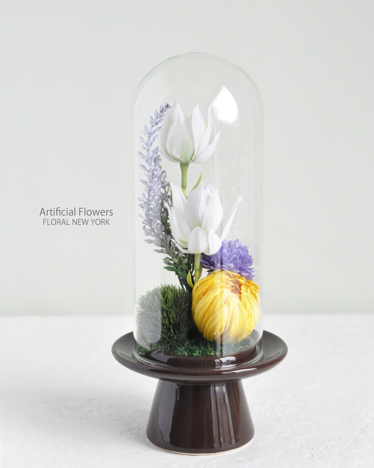 仏花・ガラスドーム入りLサイズ（アーティフィシャルフラワー