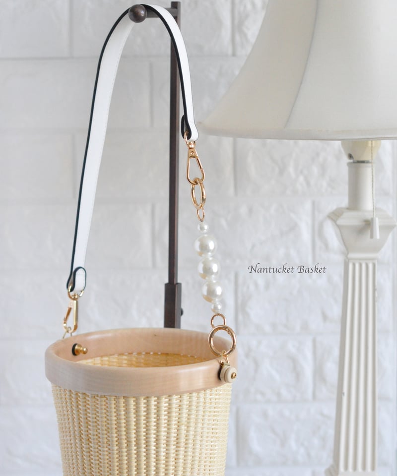 BIGパール付きフェイクレザーハンドル】 | Flower&Nantucket Basket