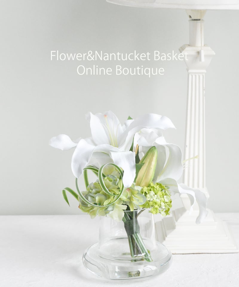 アートフラワー・カサブランカとカラーのウォーターアレンジメント