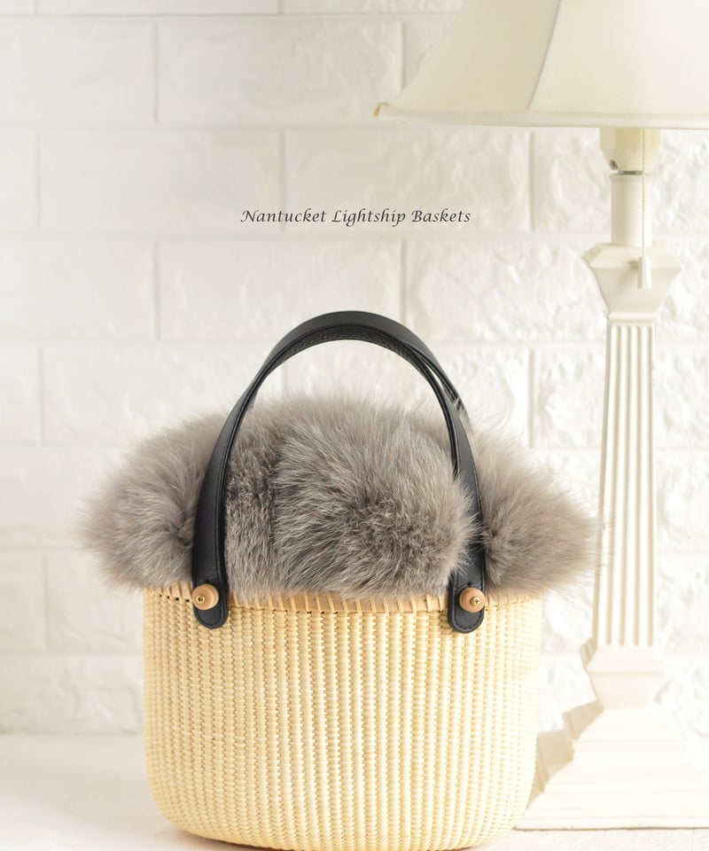 セブンテン カットワークレザーバケットバッグ インナーファー付き 未